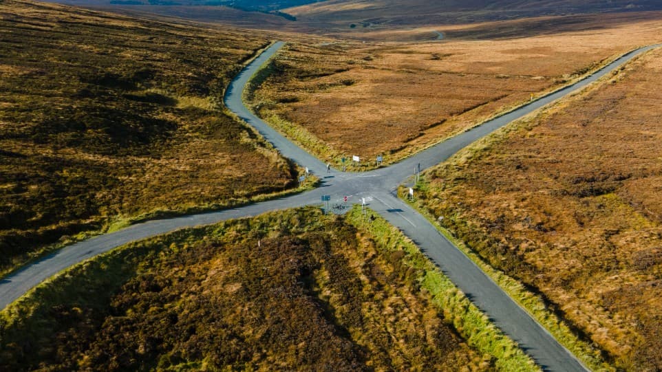 Crossroads on a plain